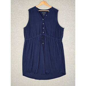 Love & Legend Women's Plus Size Navy Blue Sleeveless Button Front Dress 3X